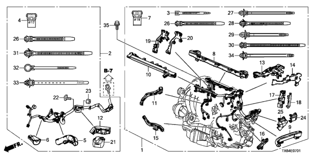 2015 Acura ILX  Holder, Engine Wire Harness Transmission (Lower) Diagram for 32131REZA00