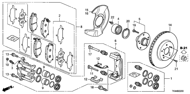 2010 Acura TL  Clip, Pad Diagram for 45237S9VA11