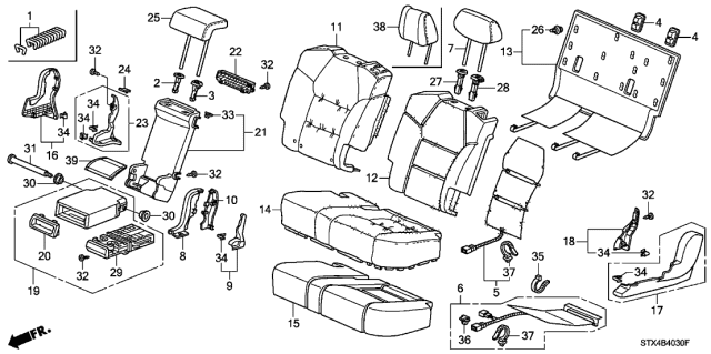 2007 Acura MDX  Headrest, Middle Center (Graphite Black) Diagram for 81940STXA41ZA