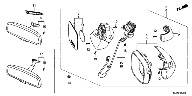 2013 Acura RDX Housing Set, Driver Side (Urban Titanium Metallic) Diagram for 76255TX4A01ZA