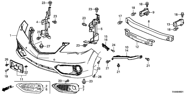 2017 Acura RDX Duct, Left Front Bumper Side Diagram for 71107TX4A50