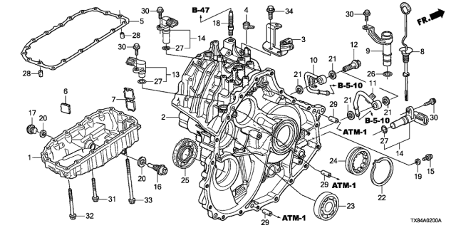 2014 Acura ILX Hybrid  Case, Transmission Diagram for 21210RBL315