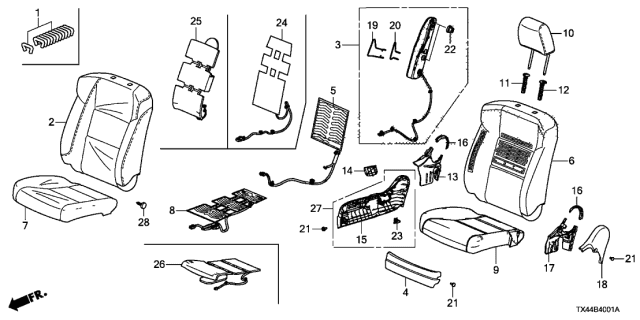 2014 Acura RDX Wire A, Right Front Seat-Back Airbag Diagram for 81285TR6A81