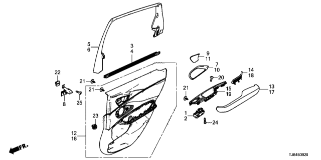 2020 Acura RDX Armrest Driver Side (Type Z) Diagram for 83752TJBA01ZC