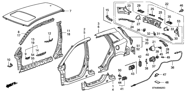 2007 Acura RDX  Separator, Center Pillar (Outer) Diagram for 63217STKA01