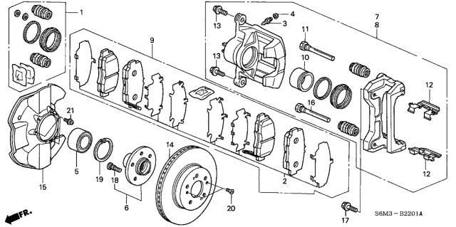 2002 Acura RSX  Caliper Set Diagram for 01463S2A010