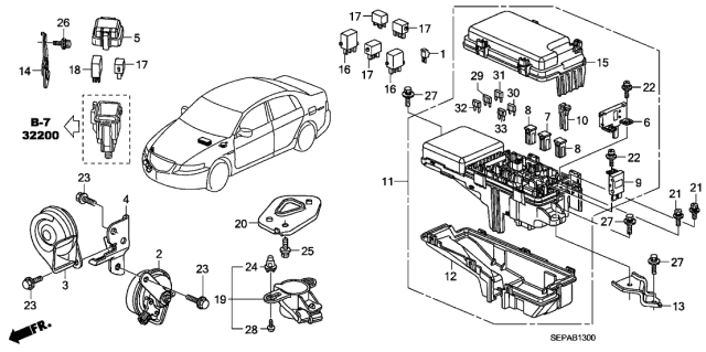 2008 Acura TL  Bracket, Relay Block Diagram for 38253SEPA00