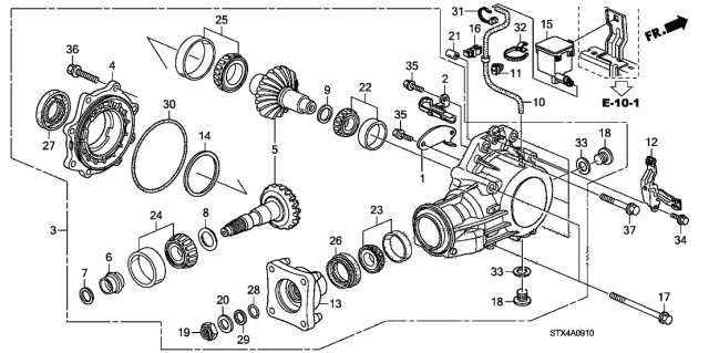 2009 Acura MDX  Box, Breather Tube Diagram for 41935PZP003