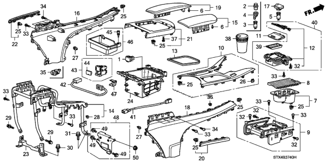 2009 Acura MDX  Armrest, Passenger Side Console (Light Cream Ivory) Diagram for 83410STXA02ZC