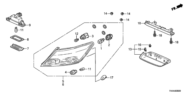 2013 Acura TL Light Assembly, High Mount Stop Diagram for 34270TK4A01
