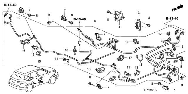 2011 Acura RDX Sensor Assembly, Front Crash Diagram for 77930STKA11