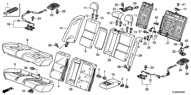 2012 Acura TSX  Seat-Back Assembly, Left Rear Side (Gray) (Leather) Diagram for 82550TL0G12ZA