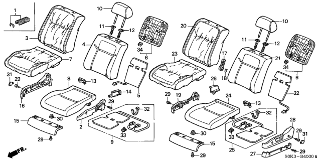 1999 Acura TL Heater, Right Front Seat Cushion Diagram for 81134S0KA61