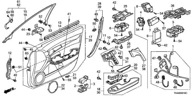 2012 Acura TL  Clip, Door Lining (Apple Green) Diagram for 91560SZW003