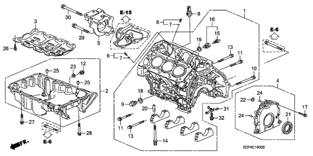 2007 Acura TL Bracket, Engine Side Mounting Diagram for 11910RCAA00