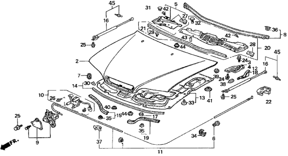 1991 Acura Legend  Clip, Hood Seal Rubber Diagram for 91520SM4C01