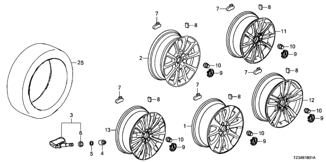 2017 Acura TLX  Tire (225/50R18) Diagram for 42751BRI121