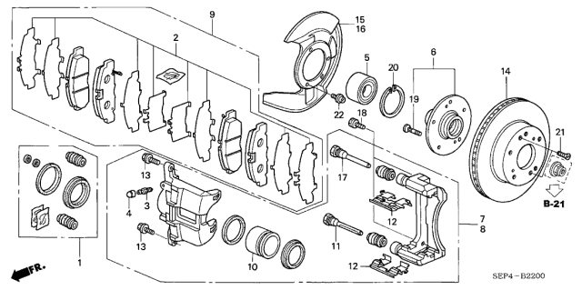 2005 Acura TL Shim Set, Front Diagram for 06455SEPA00