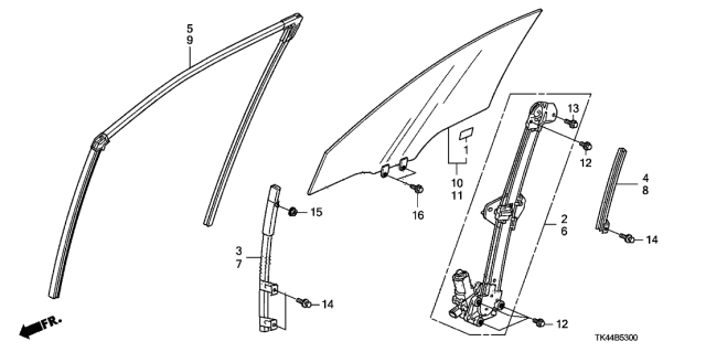 2011 Acura TL Channel, Left Front Door Run Diagram for 72275TK4A01