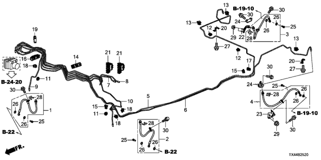 2016 Acura RDX  Clip, Brake Pipe Diagram for 46392TA1A01