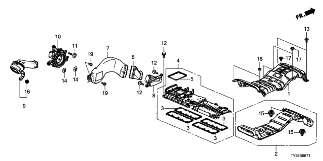 2018 Acura RLX Duct, IPU Outlet Joint Diagram for 1J6655K1N00