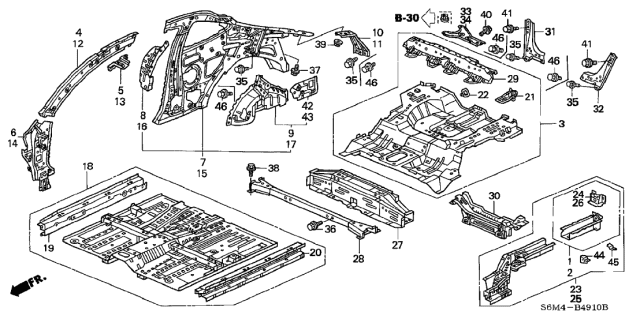 2005 Acura RSX Gusset, Right Rear Corner Diagram for 64411S6M000ZZ