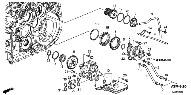 2020 Acura TLX  Pipe, Lubrication Diagram for 2279550P000