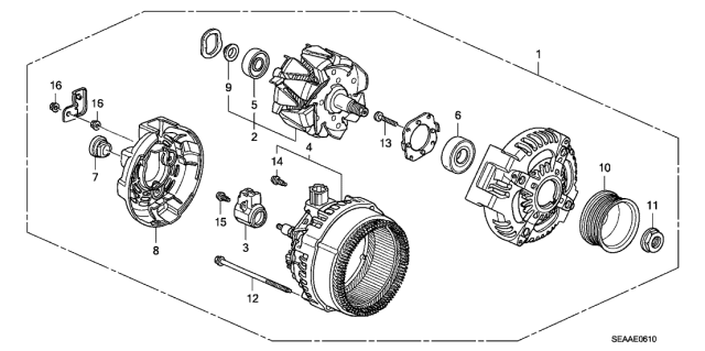 2008 Acura TSX  Frame Assembly, Rear Stator Diagram for 31108RTA013