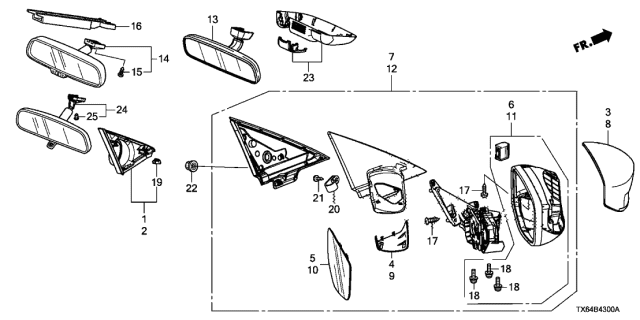 2013 Acura ILX Cover, Passenger Side Base Diagram for 76202TX6A01