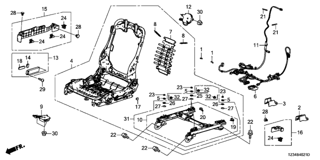 2016 Acura TLX  Cover, Right Front Seat Foot (Inner) (Premium Black) (Rear) Diagram for 81106TZ7A21ZA