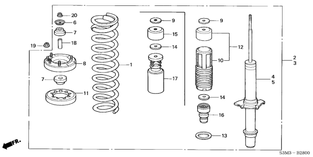 2001 Acura CL Base, Front Shock Absorber Mounting (Showa) Diagram for 51675S84A01