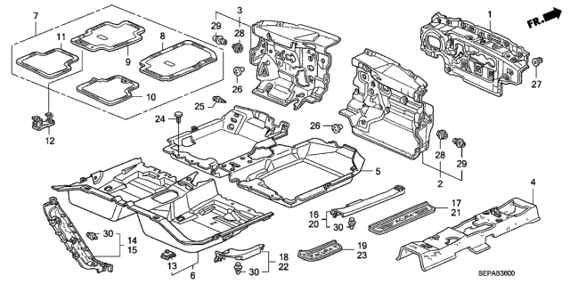 2008 Acura TL  Garnish, Left Rear Seat Side (Graphite Black) Diagram for 84191SEPA01ZA