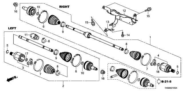 2013 Acura ILX Hybrid  Band B, Driveshaft Diagram for 44327SMA003