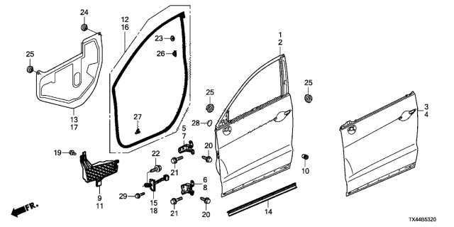2014 Acura RDX Seal, Right Front Door Hole Diagram for 72321TX4A00