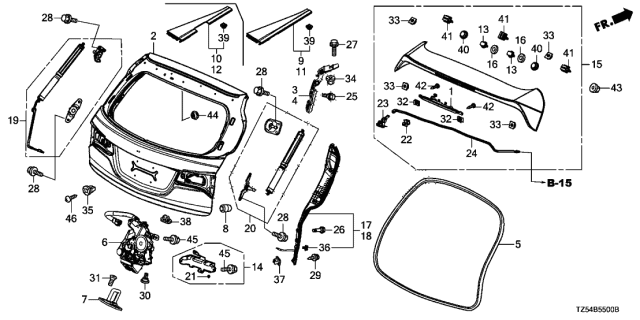 2019 Acura MDX  Clip, Washer Tube Diagram for 76838SZAA30