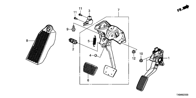 2014 Acura ILX Hybrid Pedal Assembly, Brake Diagram for 46700TX8A82