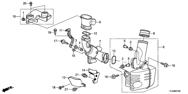 2013 Acura TSX Rubber, Air Cleaner Mounting Diagram for 17212PLC000