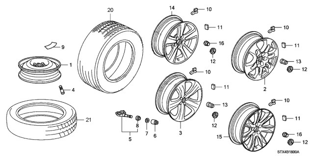 2013 Acura MDX  Tire 255/55R18 Diagram for 42751BRI114