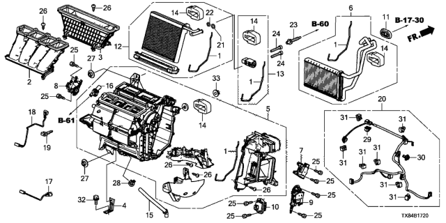 2014 Acura ILX Hybrid  Wire Harness Air Conditioner Sub Diagram for 80650TX8A70