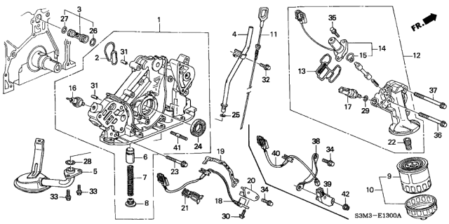 2001 Acura CL  O-Ring (16.3X3.5) Diagram for 91309P8AA01