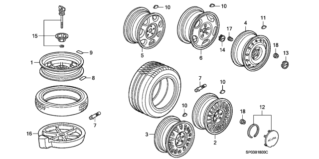 1991 Acura Legend Spacer, Spare Tire Diagram for 84540SP0010
