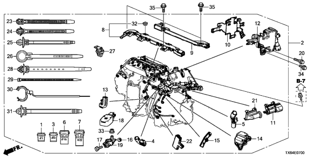 2013 Acura ILX  Holder C, Engine Harness (Lower) Diagram for 32130R1AA00