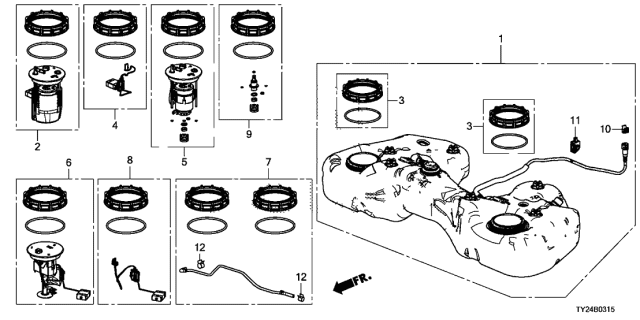 2016 Acura RLX  Module Set, Fuel Pump Diagram for 17045TY3010
