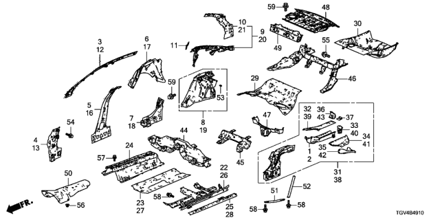 2021 Acura TLX  Pillar, Right Front Diagram for 64120TGV305ZZ