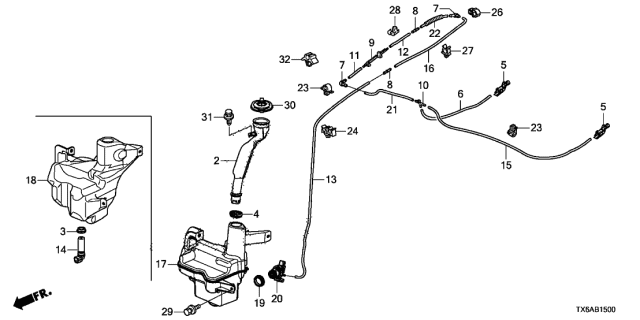 2018 Acura ILX  Mouth, Washer Diagram for 76805TX8A03