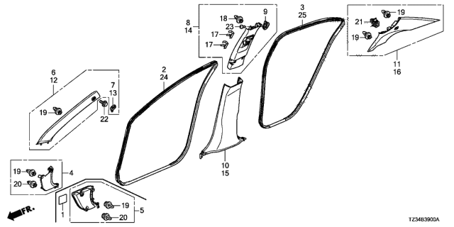 2016 Acura TLX  Garnish Assembly (Light Jewel Gray) Diagram for 84181TZ3A01ZB