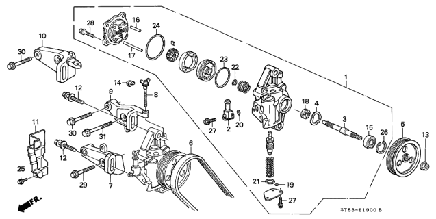 1996 Acura Integra Bolt, Power Steering Pump Adjusting Wing Diagram for 56996P01000