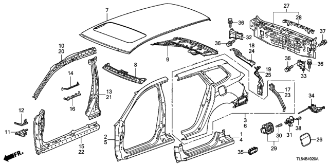 2011 Acura TSX Lifter, Fuel Lid Push Diagram for 74486TF0013