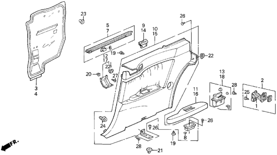 1993 Acura Legend Bracket, Right Rear Ashtray Diagram for 83737SP1000