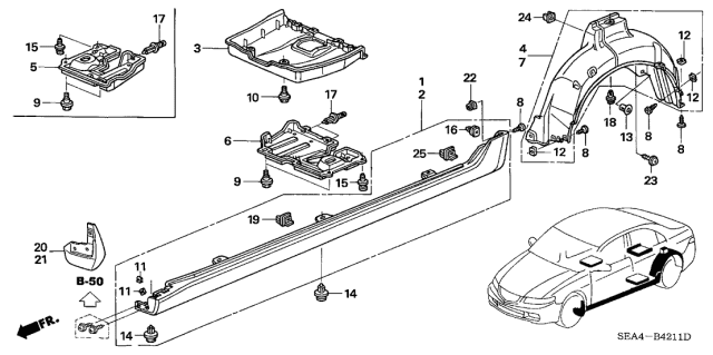 2006 Acura TSX  Clip, Side Sill Garnish Diagram for 91513SEA000